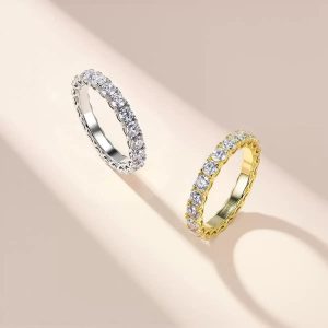 eternity wave moissanite silver band