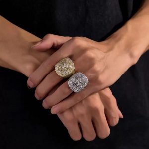 luxury paved lion wide band ring